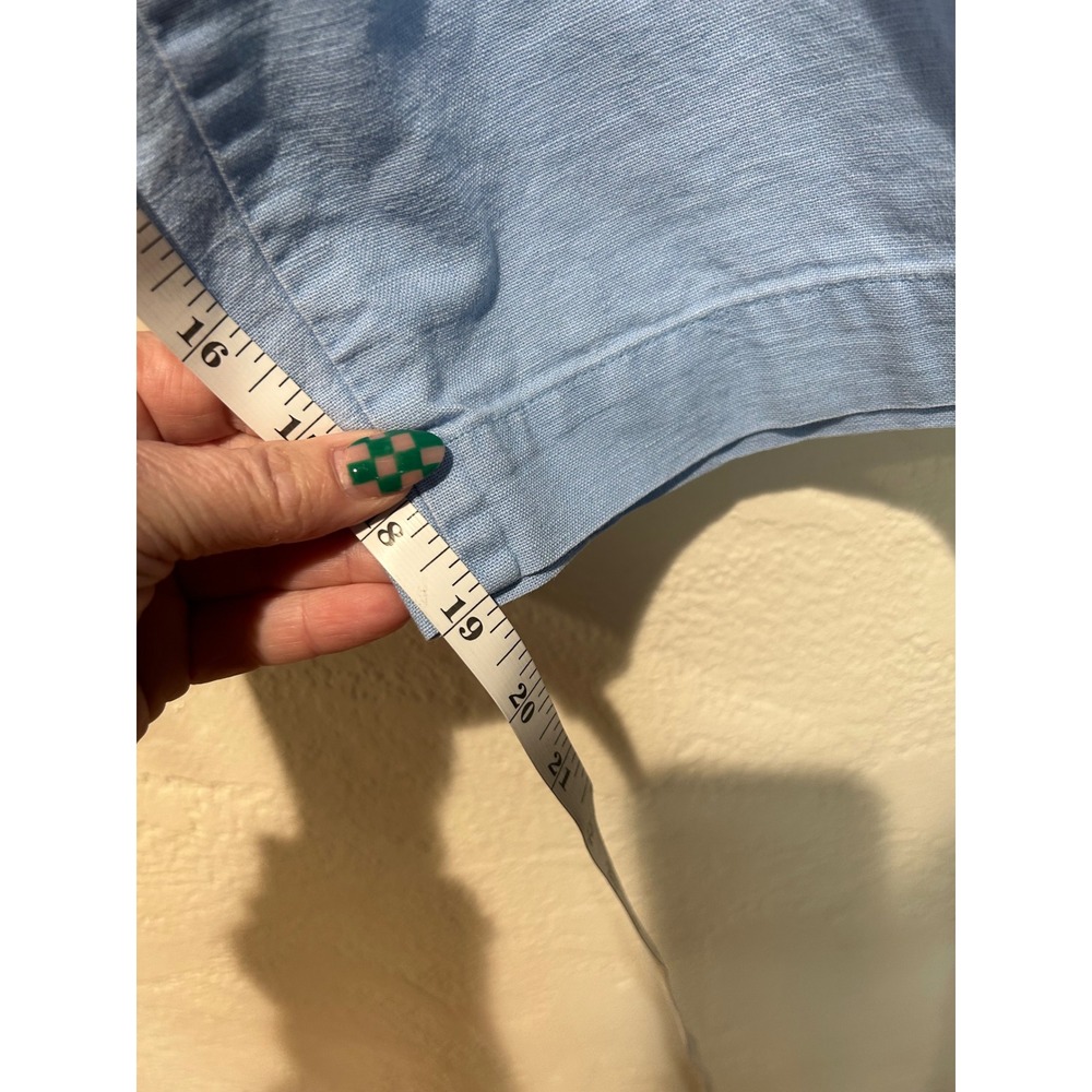 Christopher & Banks Womens Large Blue Linen Blend Drawstring Capri Pants Button - Picture 5 of 7
